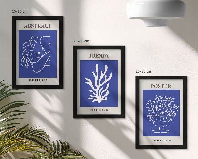 Conjunto de 3 quadros decorativos Pôsteres azuis estilosos de Henri Matisse