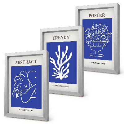 Conjunto de 3 quadros decorativos Pôsteres azuis estilosos de Henri Matisse