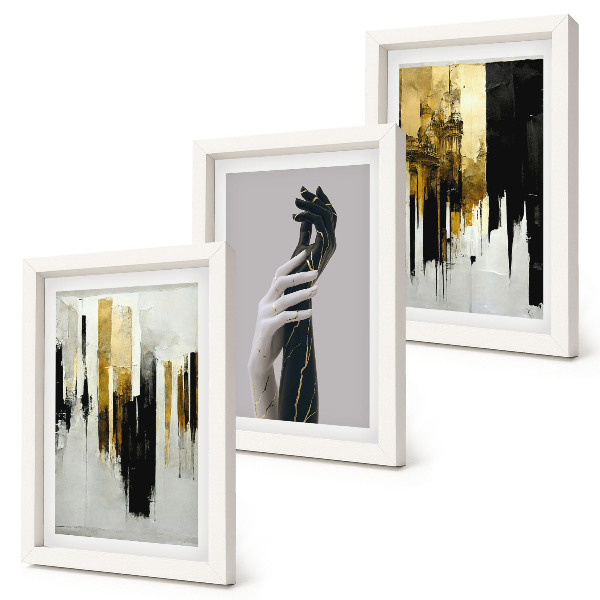 Conjunto de molduras com imagens Padrões abstratos de pintura e duas mãos