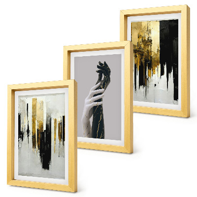 Conjunto de molduras com imagens Padrões abstratos de pintura e duas mãos