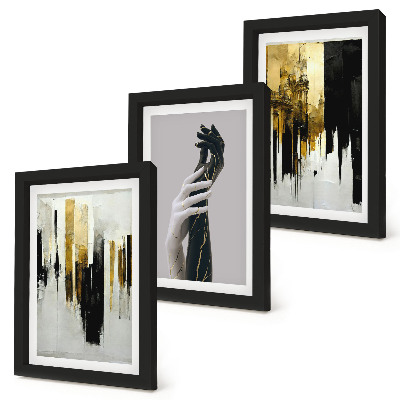 Conjunto de molduras com imagens Padrões abstratos de pintura e duas mãos