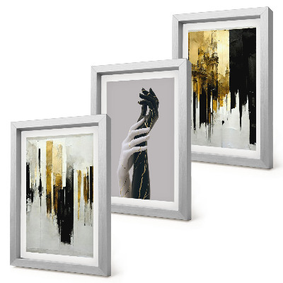 Conjunto de molduras com imagens Padrões abstratos de pintura e duas mãos