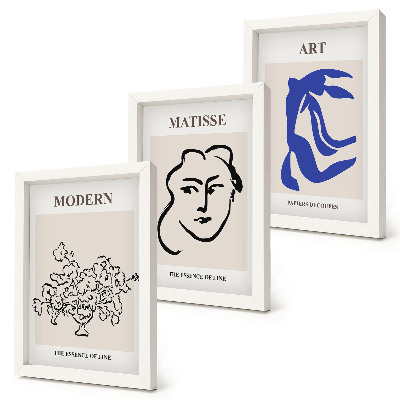 Tríptico com moldura Pôsteres abstratos no estilo minimalista de Henri Matisse
