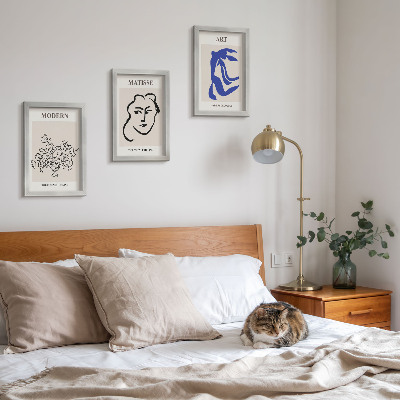 Tríptico com moldura Pôsteres abstratos no estilo minimalista de Henri Matisse