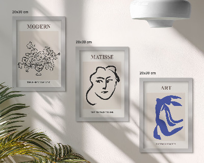 Tríptico com moldura Pôsteres abstratos no estilo minimalista de Henri Matisse