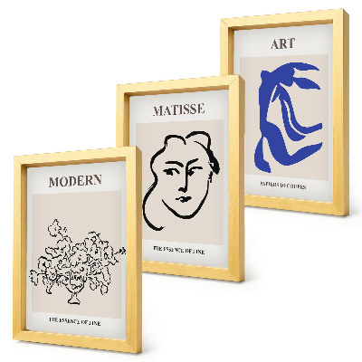 Tríptico com moldura Pôsteres abstratos no estilo minimalista de Henri Matisse