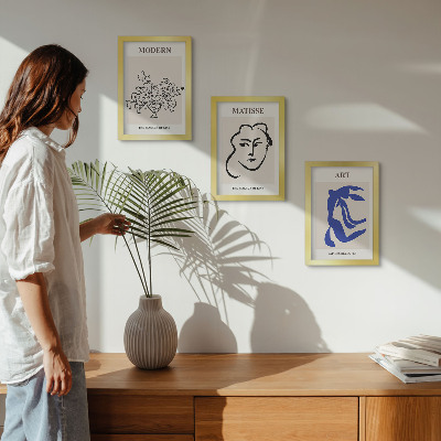 Tríptico com moldura Pôsteres abstratos no estilo minimalista de Henri Matisse