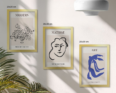 Tríptico com moldura Pôsteres abstratos no estilo minimalista de Henri Matisse