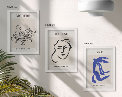 Tríptico com moldura Pôsteres abstratos no estilo minimalista de Henri Matisse