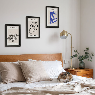 Tríptico com moldura Pôsteres abstratos no estilo minimalista de Henri Matisse
