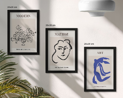 Tríptico com moldura Pôsteres abstratos no estilo minimalista de Henri Matisse