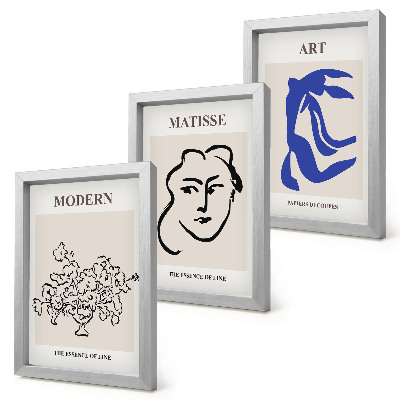 Tríptico com moldura Pôsteres abstratos no estilo minimalista de Henri Matisse