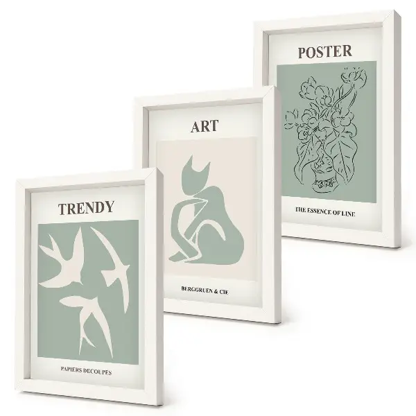 Conjunto de 3 quadros decorativos com ilustrações elegantes de Henri Matisse