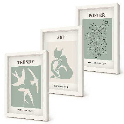 Conjunto de 3 quadros decorativos Ilustrações elegantes de Henri Matisse