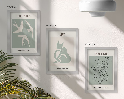 Conjunto de 3 quadros decorativos Ilustrações elegantes de Henri Matisse