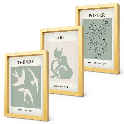 Conjunto de 3 quadros decorativos com ilustrações elegantes de Henri Matisse