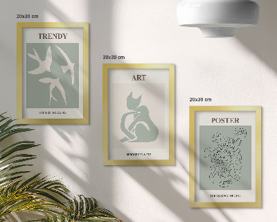 Conjunto de 3 quadros decorativos Ilustrações elegantes de Henri Matisse