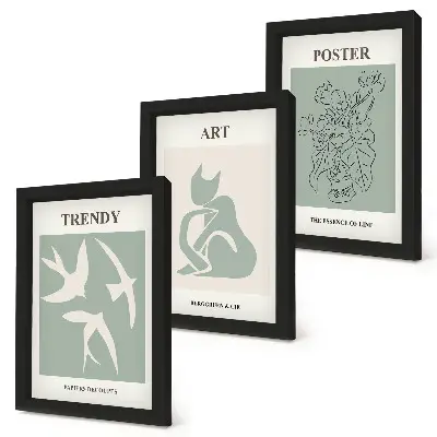 Conjunto de 3 quadros decorativos com ilustrações elegantes de Henri Matisse