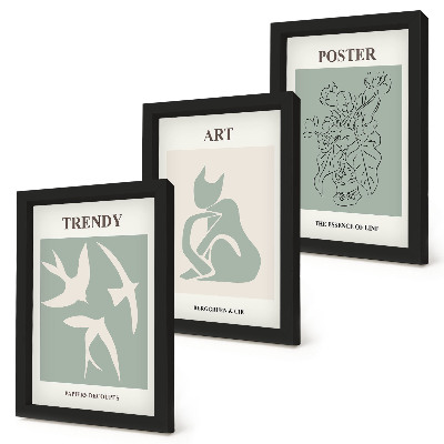 Conjunto de 3 quadros decorativos Ilustrações elegantes de Henri Matisse