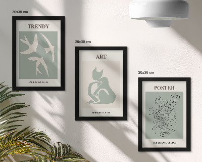 Conjunto de 3 quadros decorativos Ilustrações elegantes de Henri Matisse