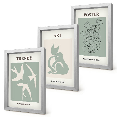 Conjunto de 3 quadros decorativos Ilustrações elegantes de Henri Matisse