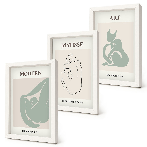 Tríptico com moldura Figuras abstratas em tons pastel de Henri Matisse