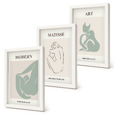 Tríptico com moldura Figuras abstratas em tons pastel de Henri Matisse