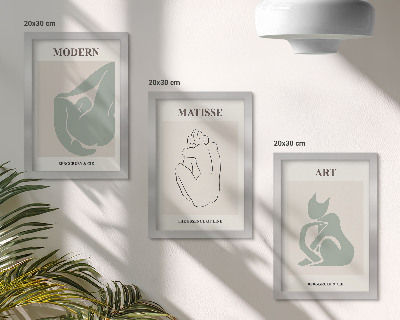 Tríptico com moldura Figuras abstratas em tons pastel de Henri Matisse