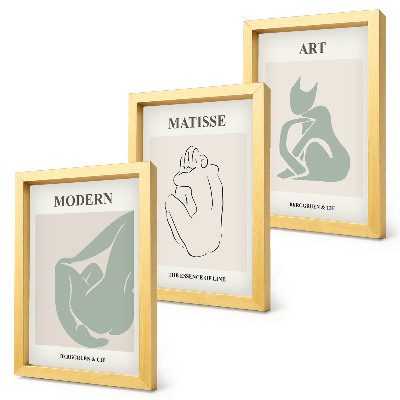 Tríptico com moldura Figuras abstratas em tons pastel de Henri Matisse