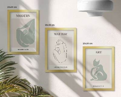 Tríptico com moldura Figuras abstratas em tons pastel de Henri Matisse