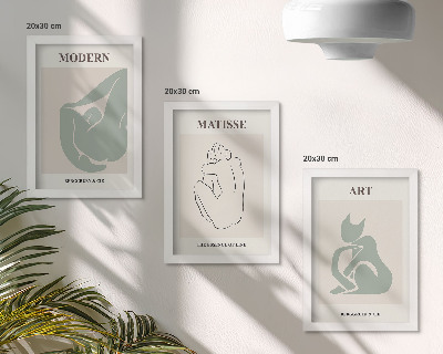 Tríptico com moldura Figuras abstratas em tons pastel de Henri Matisse