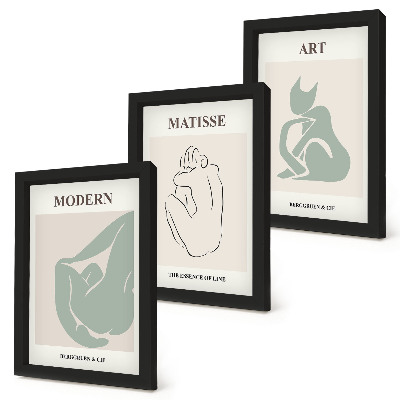 Tríptico com moldura Figuras abstratas em tons pastel de Henri Matisse