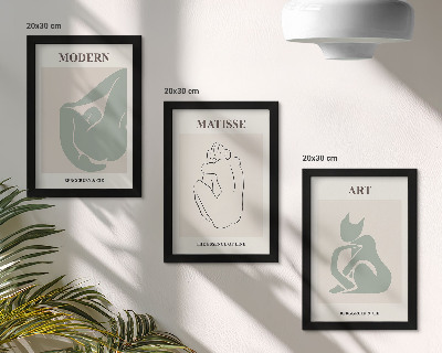 Tríptico com moldura Figuras abstratas em tons pastel de Henri Matisse