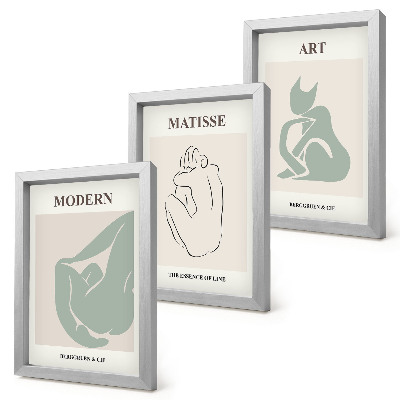 Tríptico com moldura Figuras abstratas em tons pastel de Henri Matisse