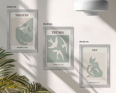 Conjunto de 3 quadros decorativos Figuras abstratas de Henri Matisse em cores suaves.