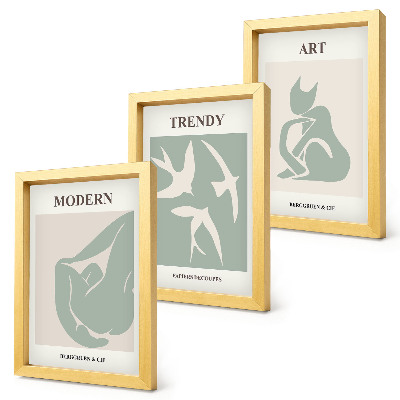 Conjunto de 3 quadros decorativos Figuras abstratas de Henri Matisse em cores suaves.