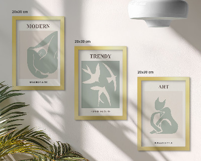 Conjunto de 3 quadros decorativos Figuras abstratas de Henri Matisse em cores suaves.