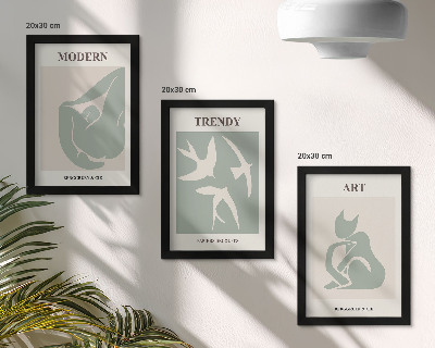 Conjunto de 3 quadros decorativos Figuras abstratas de Henri Matisse em cores suaves.