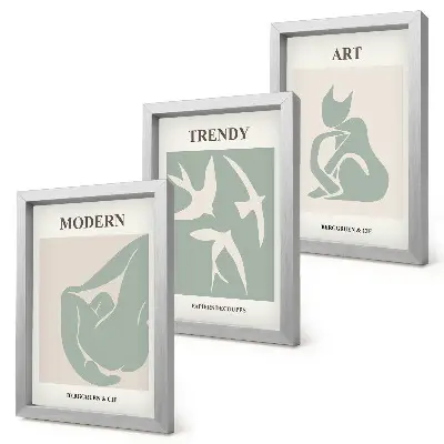 Conjunto de 3 quadros decorativos com figuras abstratas de Henri Matisse em cores suaves