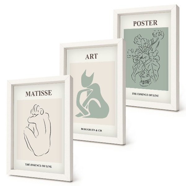 Conjunto de molduras com imagens Pôsteres em tons de bege e verde de Henri Matisse