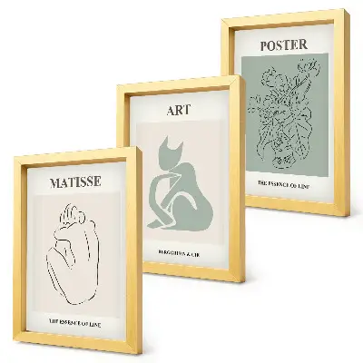 Conjunto de pôsteres com molduras Henri Matisse em tons de bege e verde