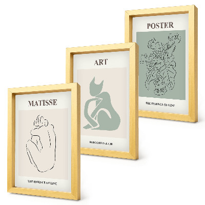 Conjunto de molduras com imagens Pôsteres em tons de bege e verde de Henri Matisse