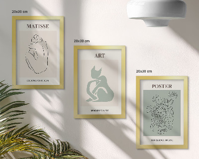 Conjunto de molduras com imagens Pôsteres em tons de bege e verde de Henri Matisse