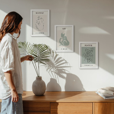 Conjunto de molduras com imagens Pôsteres em tons de bege e verde de Henri Matisse