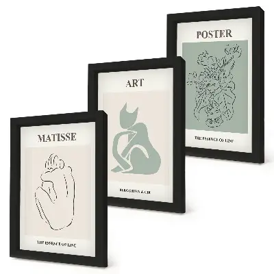 Conjunto de pôsteres com molduras Henri Matisse em tons de bege e verde
