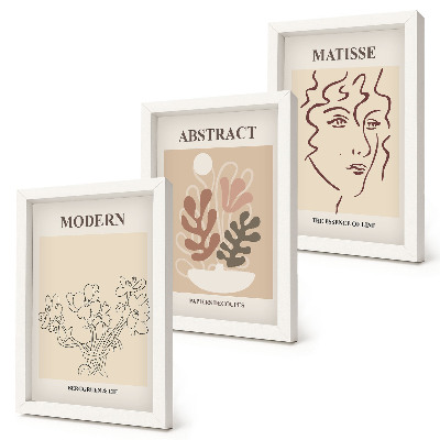 Tríptico com moldura Motivos e linhas vegetais em estilo moderno