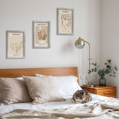 Tríptico com moldura Motivos e linhas vegetais em estilo moderno