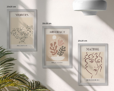 Tríptico com moldura Motivos e linhas vegetais em estilo moderno