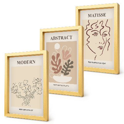 Tríptico com moldura Motivos e linhas vegetais em estilo moderno
