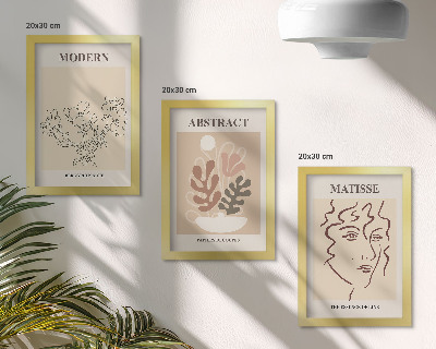 Tríptico com moldura Motivos e linhas vegetais em estilo moderno